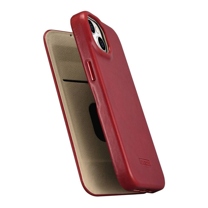 iCarer CE Oil Wax Premium Leather Folio Case Kožené pouzdro pro iPhone 14 Plus Flip Magnetic MagSafe červené (AKI14220707-RD)