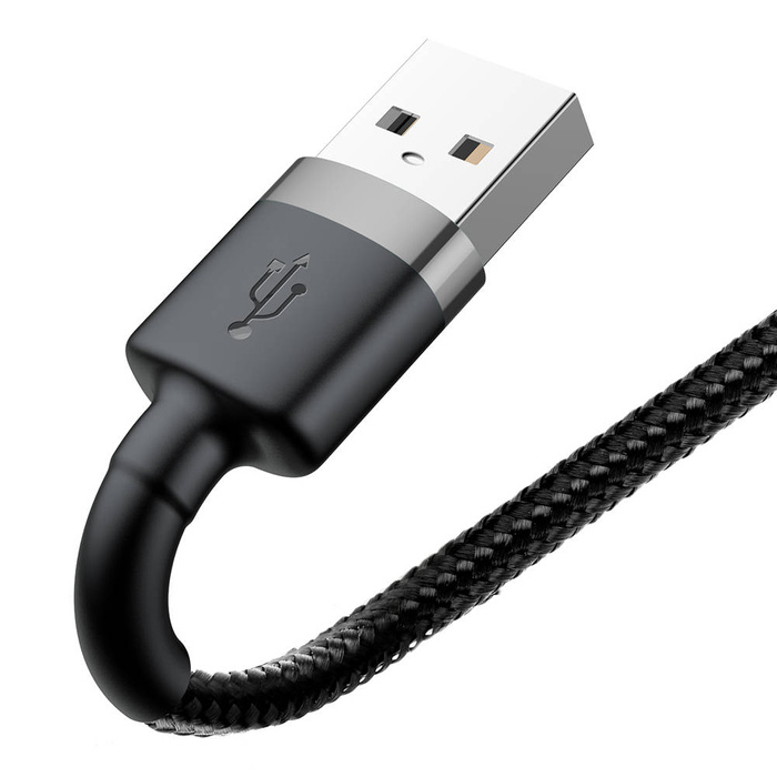 Baseus Cafule Kabel strapazierfähiges Nylonkabel USB / Lightning QC3.0 1.5A 2M schwarz (CALKLF-CG1)