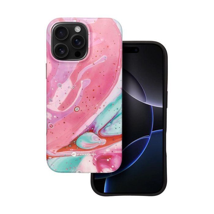 Etui na iPhone 16 PRO MAX Forcell F-Protect Mirage zgodny z MagSafe Military Drop-Test pink marble