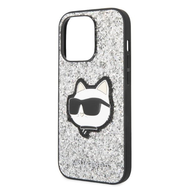 Karl Lagerfeld KLHCP14LG2CPS iPhone 14 Pro 6,1" stříbrný/stříbrný hardcase Glitter Choupette Patch
