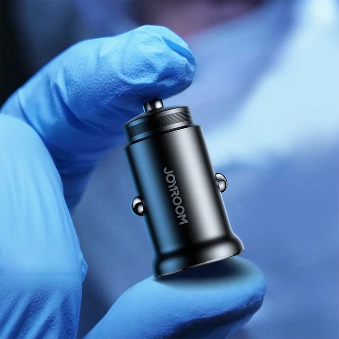 Joyroom JR-CCN05 Mini cargador para coche USB-A USB-C de 30 W - negro