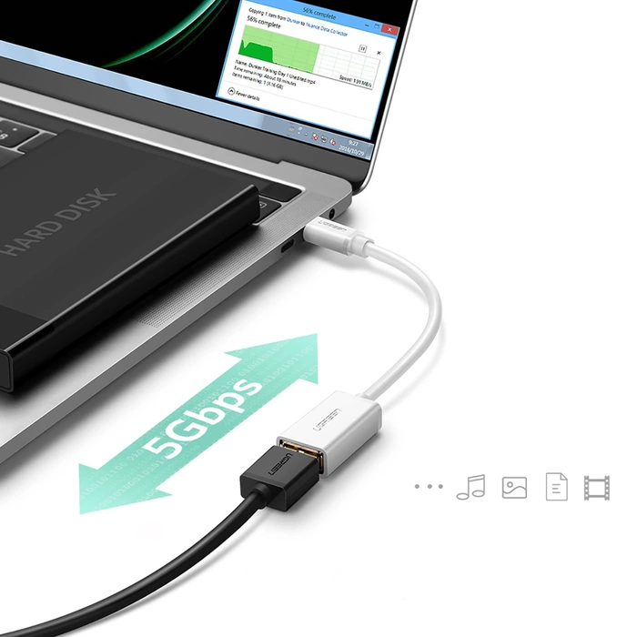 Adaptér USB-C 3.0 OTG UGREEN biely