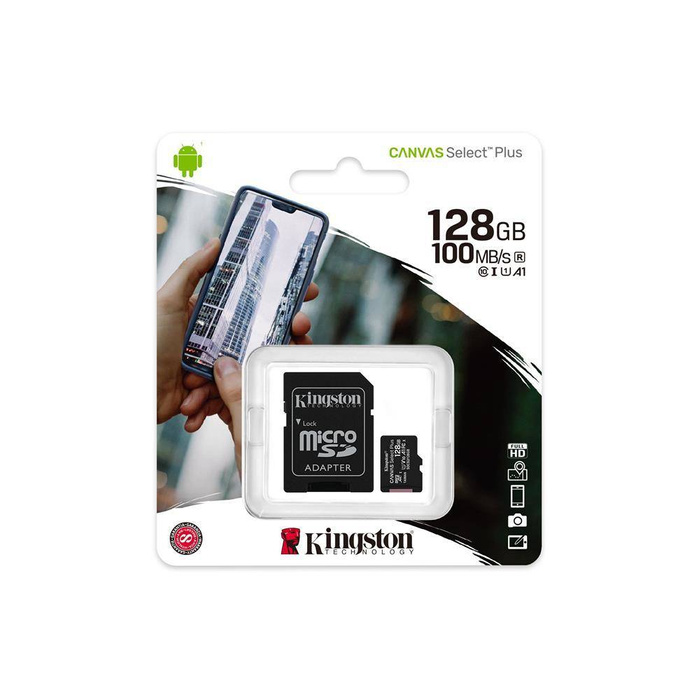 Kingston memory Card 128GB microSDXC Canvas Select Plus fps 10 UHS-I 100 MB/s + adapter