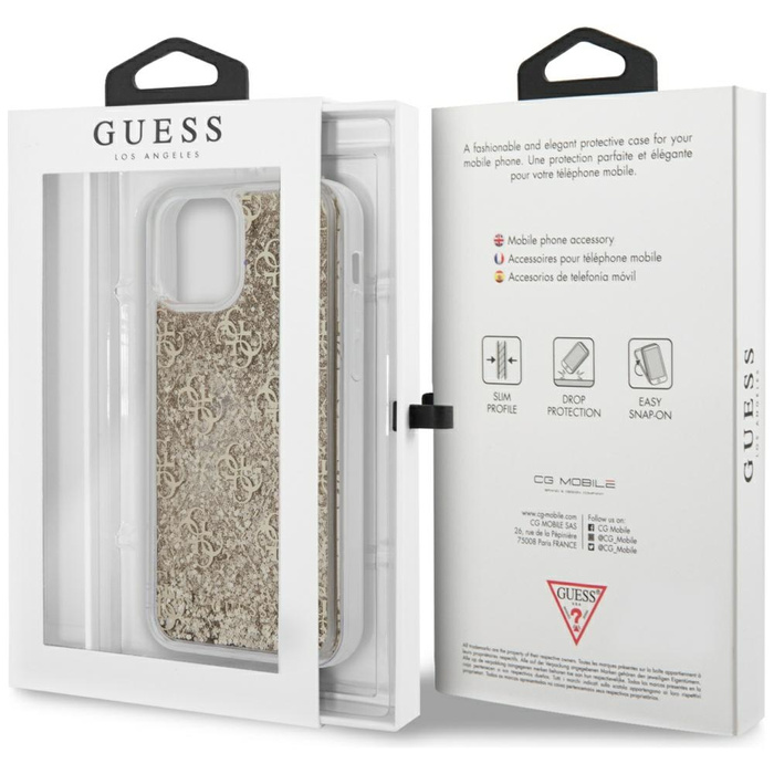 Coque GUESS Apple iPhone 12 Mini 4G Liquid Glitter GUHCP12SLG4GSLG Gold Hardcase