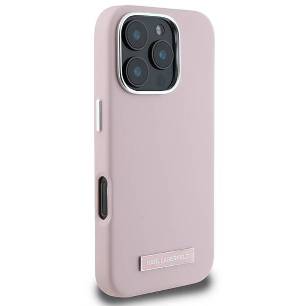 Etui Karl Lagerfeld iPhone 16 Pro 6.3" różowy/pink hardcase FW Metal Plate MagSafe