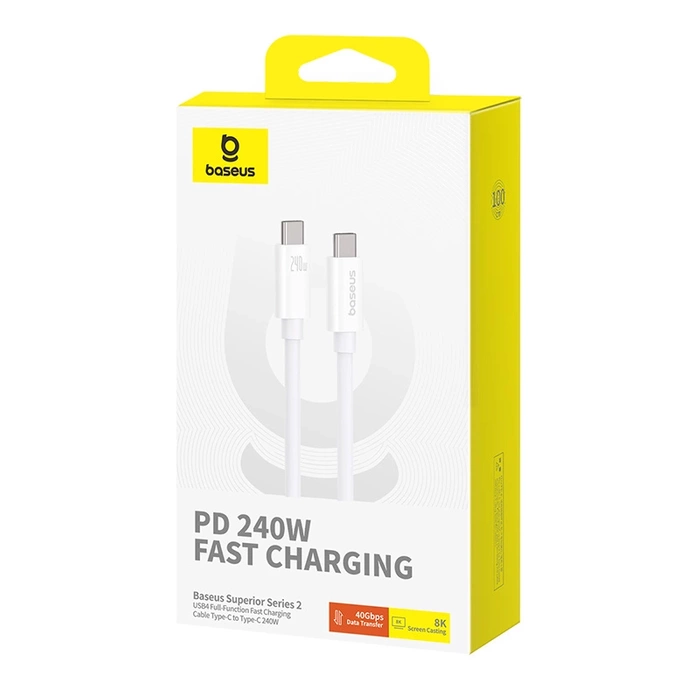 Baseus CB000068 USB-C - Câble USB-C 240W PD 8K 60Hz 1m - blanc