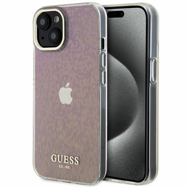 Case Guess GUHCP15SHDECMP iPhone 15 6.1" pink/pink hardcase IML Faceted Mirror Disco Iridescent Case