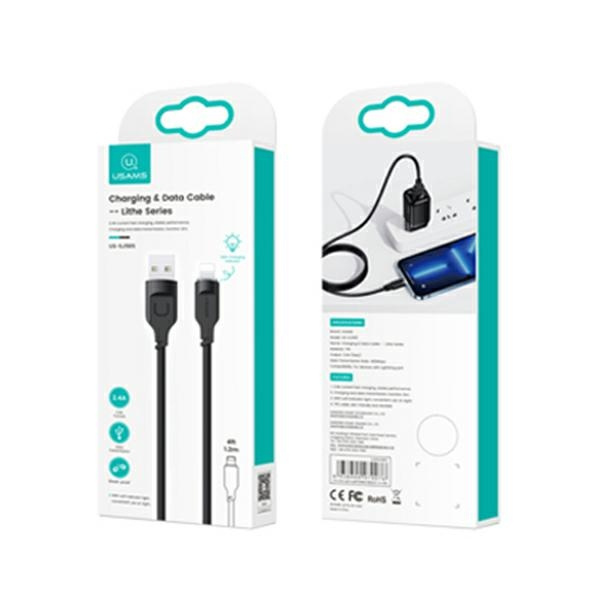 USAMS Kabel lightning Fast Charging 2.4A Lithe Series 1.2m black/black SJ565USB01(US-SJ565)