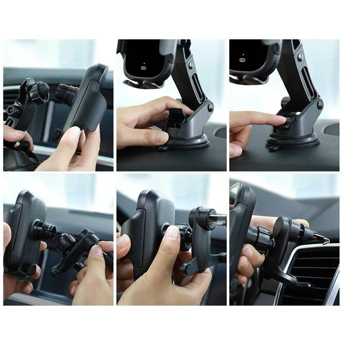 Baseus Smart Vehicle Bracket Wireless Charger Automatischer Elektrisch KFZ-Halterung kabelloses Qi-Ladegerät 15W schwarz (WXHW03-01)