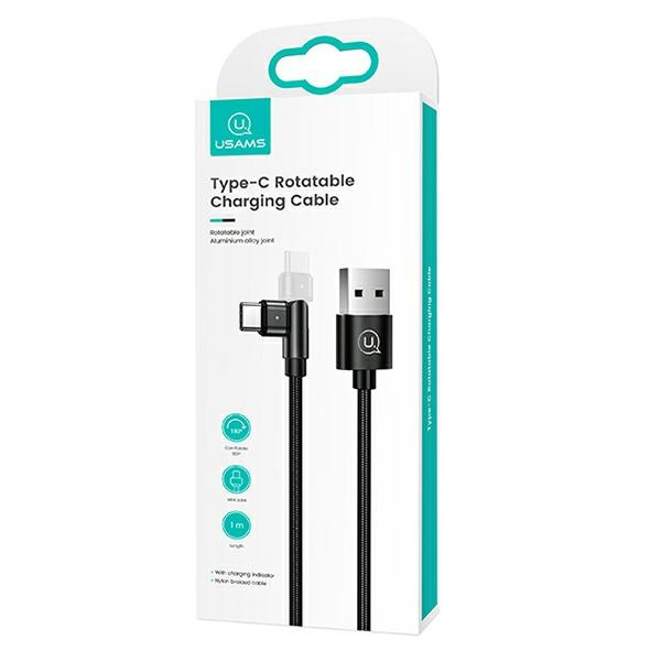 Cable Braided USAMS USB-C U60 Rotary 2A 1m Black