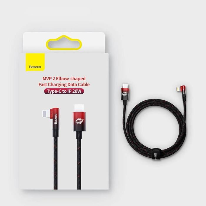 Baseus MVP 2 Elbow-shaped Fast Charging Data Cable Type-C to iP 20W 1m Black+Red