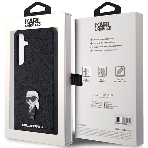 Etui Karl Lagerfeld KLHCSA35GKNPSK A35 A356 czarny/black hardcase Fixed Glitter Ikonik Logo Metal Pin