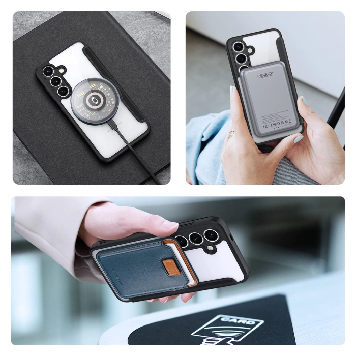 Dux Ducis Skin X Pro Hülle für Samsung Galaxy S25 mit MagSafe und Geldbörse – Schwarz