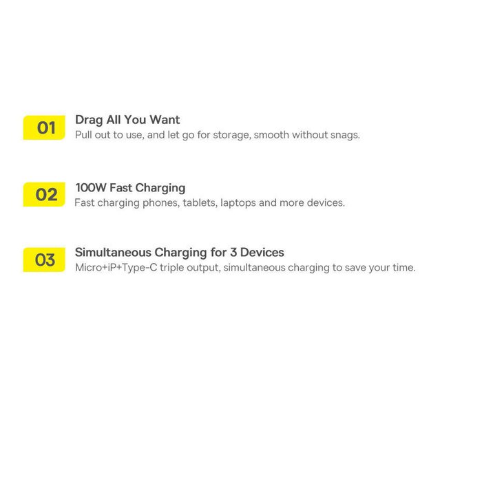 Cavo retrattile Baseus Bright Mirror 2 3in1 USB tipo C - micro USB + Lightning + USB tipo C 3.5A 1.1m verde (CAMJ010206)