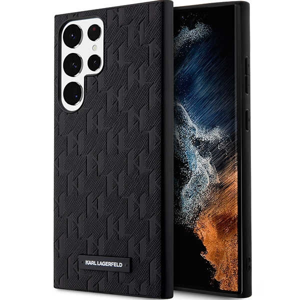 Hülle Karl Lagerfeld KLHCS23LSAKLHPK S23 Ultra S918 hartcase schwarz/schwarz Saffiano Mono Metall Logo Case