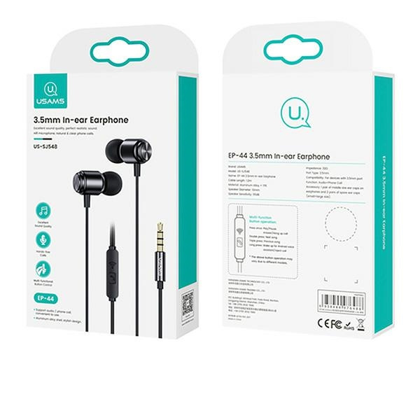 USAMS Casque jack stéréo EP-44 3,5 mm rouge/rouge HSEP4402 (US-SJ548)