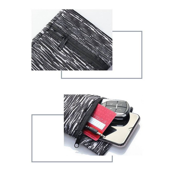 Fascia da braccio in tessuto per il fitness running strisce bianche / nere