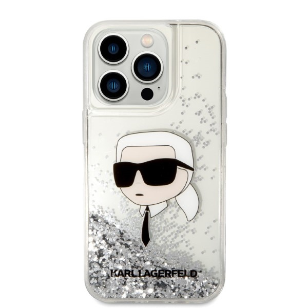 Hülle Karl Lagerfeld iPhone 14 Pro Max 6,7" silber/silber hartcase Glitter Karl Head