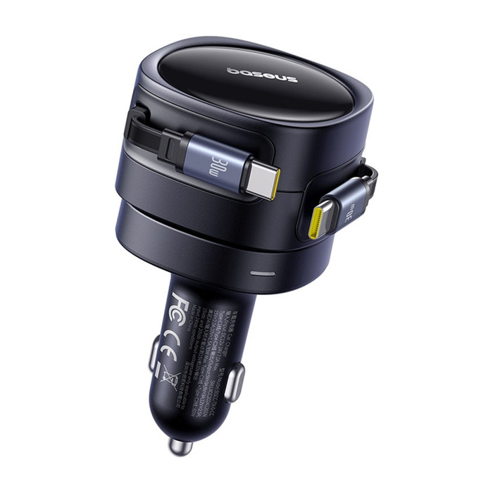 Ładowarka samochodowa Baseus Enjoyment Max z kablami USB-C+USB-C 60W Czarny