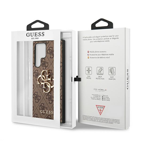 Case GUESS Samsung Galaxy S22 Ultra 4G Big Metal Logo Brown Hardcase