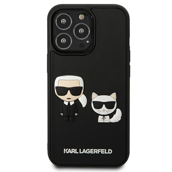 Hülle KARL LAGERFELD Apple iPhone 13 13 Pro Karl&amp;Choupette Ikonik 3D Schwarz Hartcase