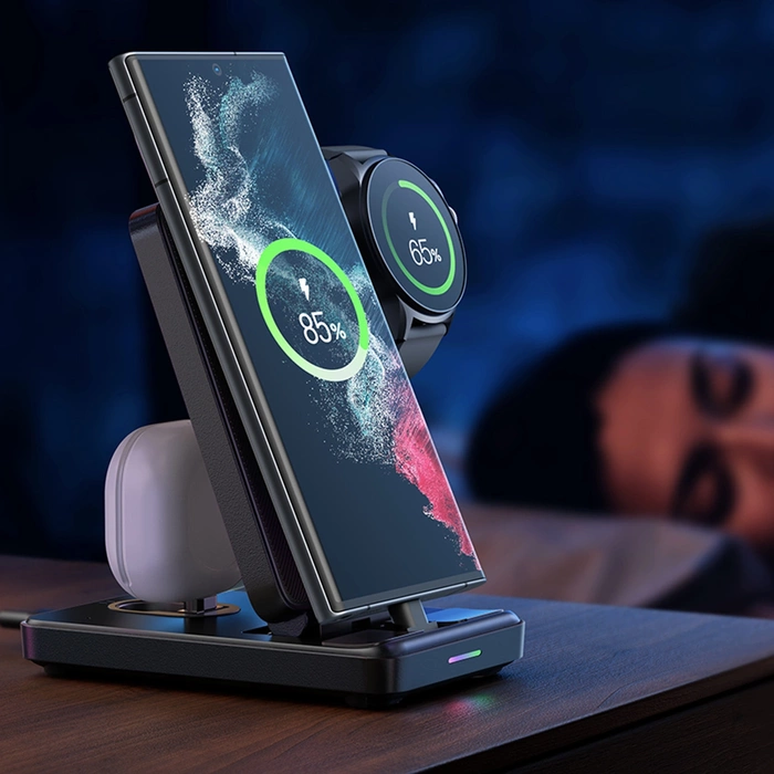 Joyroom JR-WQS01 Stazione di ricarica pieghevole USB-C 4in1 Samsung Galaxy - nera