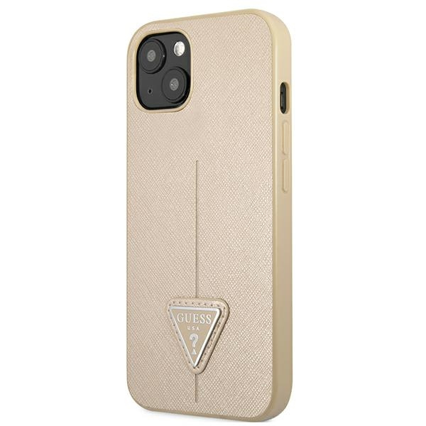 Case GUESS Apple iPhone 13 Mini Saffiano Triangle Logo Beige Hardcase