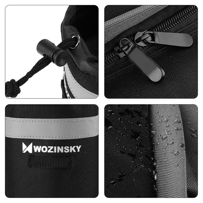 Wozinsky Bicycle Bike Pannier Bag Rear Trunk Bag with Shoulder Strap and Bottle Case 6L black (WBB3BK)