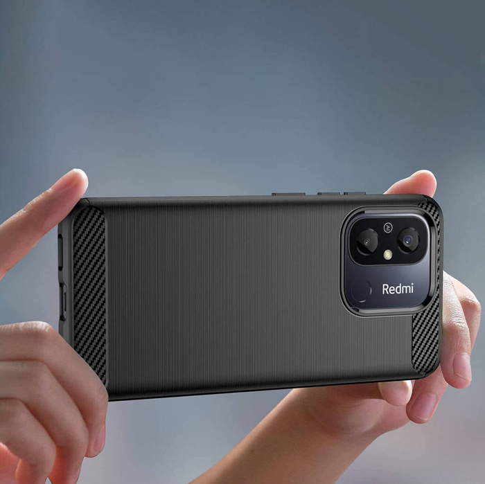 Carbon Case para Xiaomi Redmi 11A / Poco C55 / Redmi 12C Flexible Silicone Carbon Cover Negro