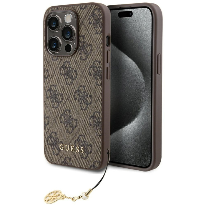 Guess GUHCP15LGF4GBR iPhone 15 Pro 6.1" braun/braun hartcase 4G Charms Kollektion