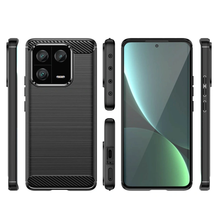 Carbon Case etui do Xiaomi 13 Pro elastyczny silikonowy karbonowy pokrowiec czarne