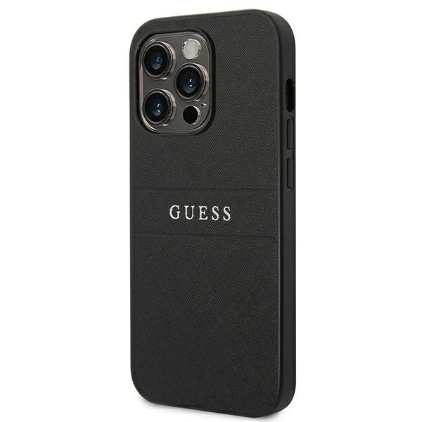 Hülle Guess iPhone 14 Pro 6.1" schwarz/schwarz Saffiano Riemen