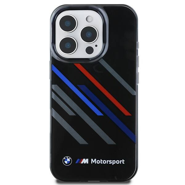 Cover BMW iPhone 16 Pro Max 6,9" nero/nero durocase Motosport IML Strisce casuali
