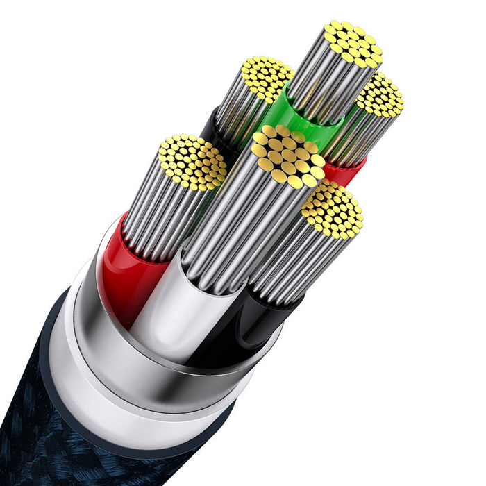 Baseus Flash Series Ⅱ One-for-three Fast Charging Data Cable USB to M+L+C 100W 1.2m Blue