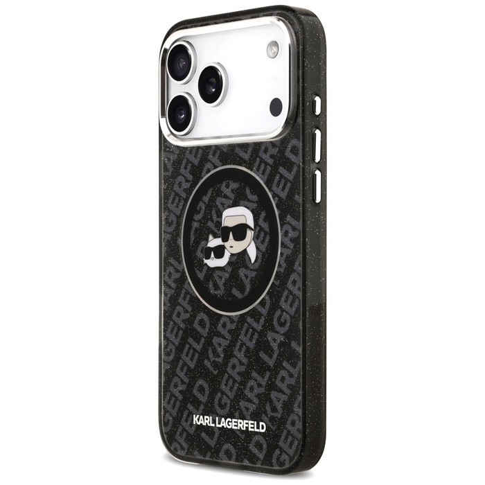 Etui Karl Lagerfeld IML Glitter Karl &   Choupette Heads Logo MagSafe do iPhone 17 Pro Max czarny