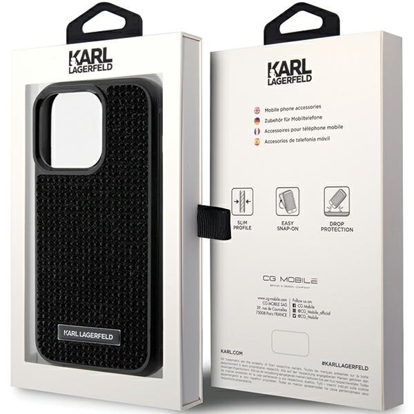 Karl Lagerfeld KLHCP15LHDSPLK iPhone 15 Pro 6.1" noir/noircase Rhinestone Logo Metal Plate