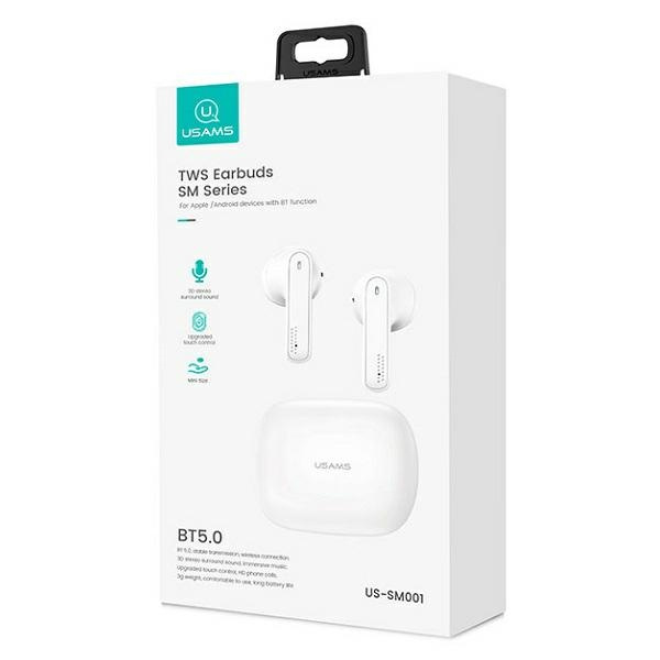  Wireless USAMS Bluetooth 5.0 TWS SM Series BHUSM01 US-SM001 Blanco