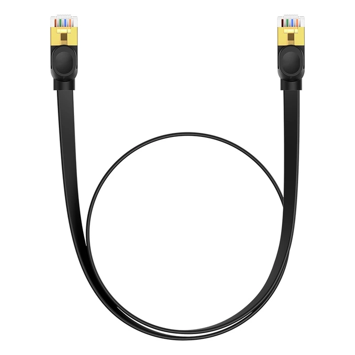 Płaski kabel sieciowy Baseus Ethernet RJ45, Gigabit, Cat.7, 0,5m (czarny)