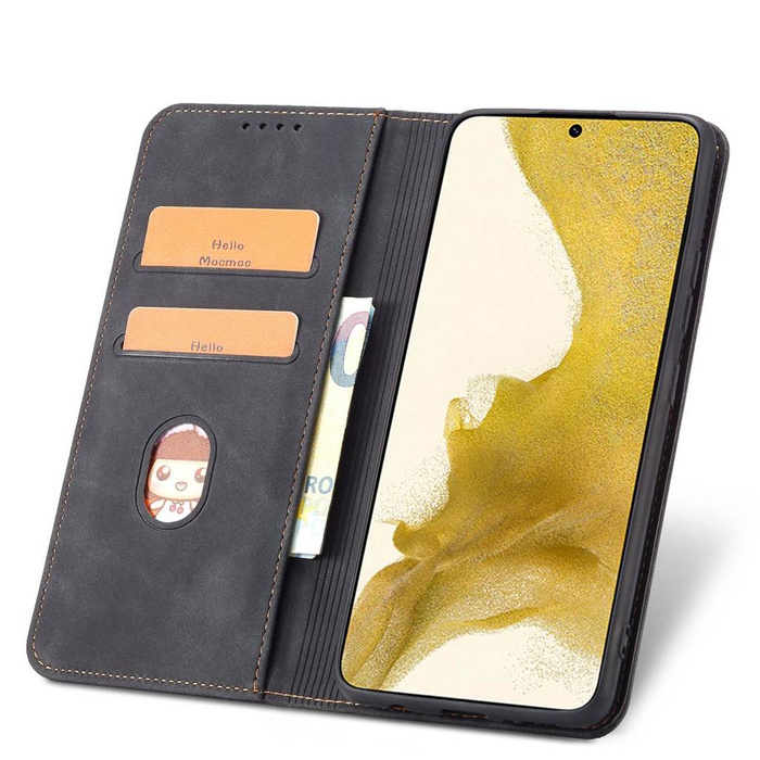 Magnet Fancy Case Funda para Samsung Galaxy S22 + (S22 Plus) Funda Monedero Tarjetero Negro