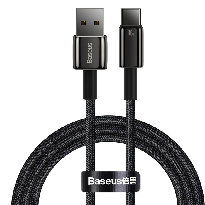 Baseus Tungsten Gold cable USB-A - USB-C 480Mbps 100W 1m black (CAWJ000001)