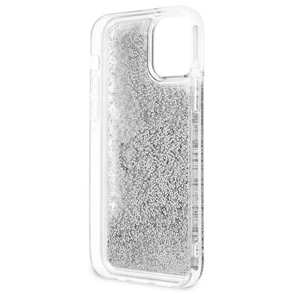 Hülle GUESS Apple iPhone 12 Pro Max 4G Große Flüssigkeit Glitter Silber Hardcase