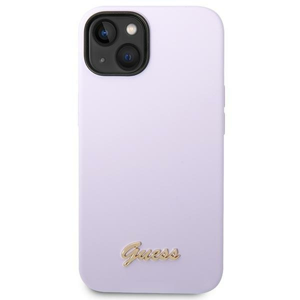 Hülle Guess iPhone 14 6.1" lila/violett hart case Silikon Vintage Gold Logo