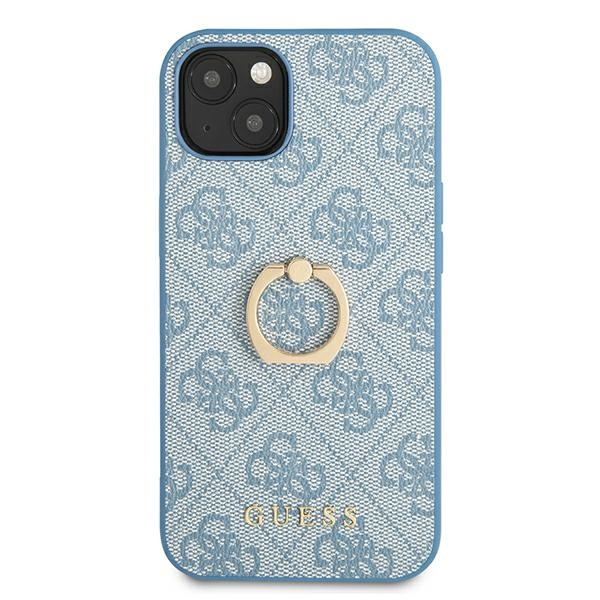 Cover GUESS Apple iPhone 13 Mini 4G con supporto ad anello Blu Hardcase
