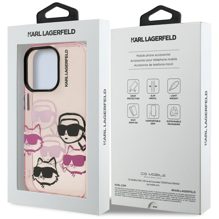Etui Karl Lagerfeld IML Multi K&C Head   Pattern do iPhone 16 Pro Max różowy