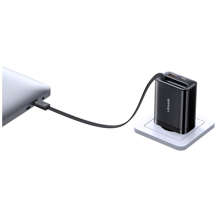 Ładowarka sieciowa USAMS Xiang Series    CC299 65W 1xUSB-C 1xUSB-A + kabel USB-C czarny