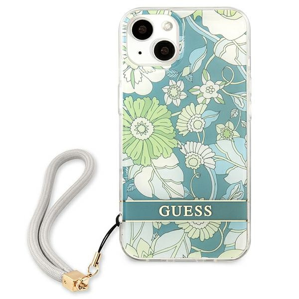 Hülle GUESS Apple iPhone 13 Mini Flower Strap Grün Hartcase