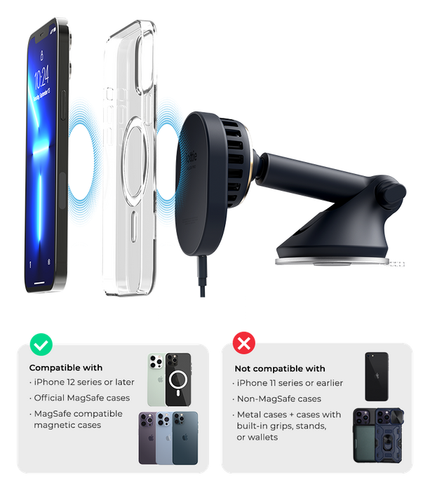 Uchwyt Magnetyczny iOttie Velox Pro MagSafe Magnetic Cryoflow Cooling z ładowaniem indukcyjną na deskę rozdzielczą / szybę