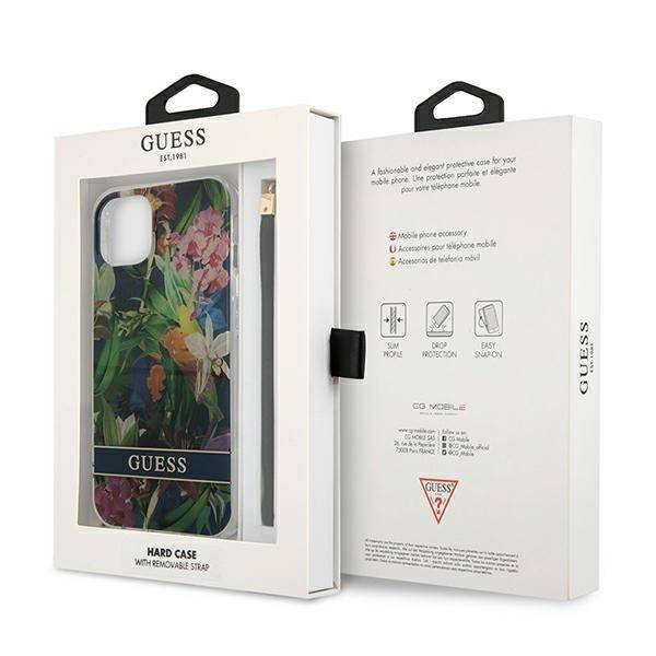 Case GUESS Apple iPhone 13 Mini Flower Strap Blue Hardcase
