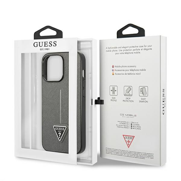 Guess GUHCP13LPSATLG iPhone 13 Pro / 13 6.1" silver/silver hardcase SaffianoTriangle Logo