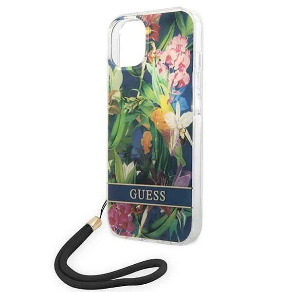 Guess GUOHCP14MHFLSB iPhone 14 Plus 6.7" blau/blau hartcase Flower Strap